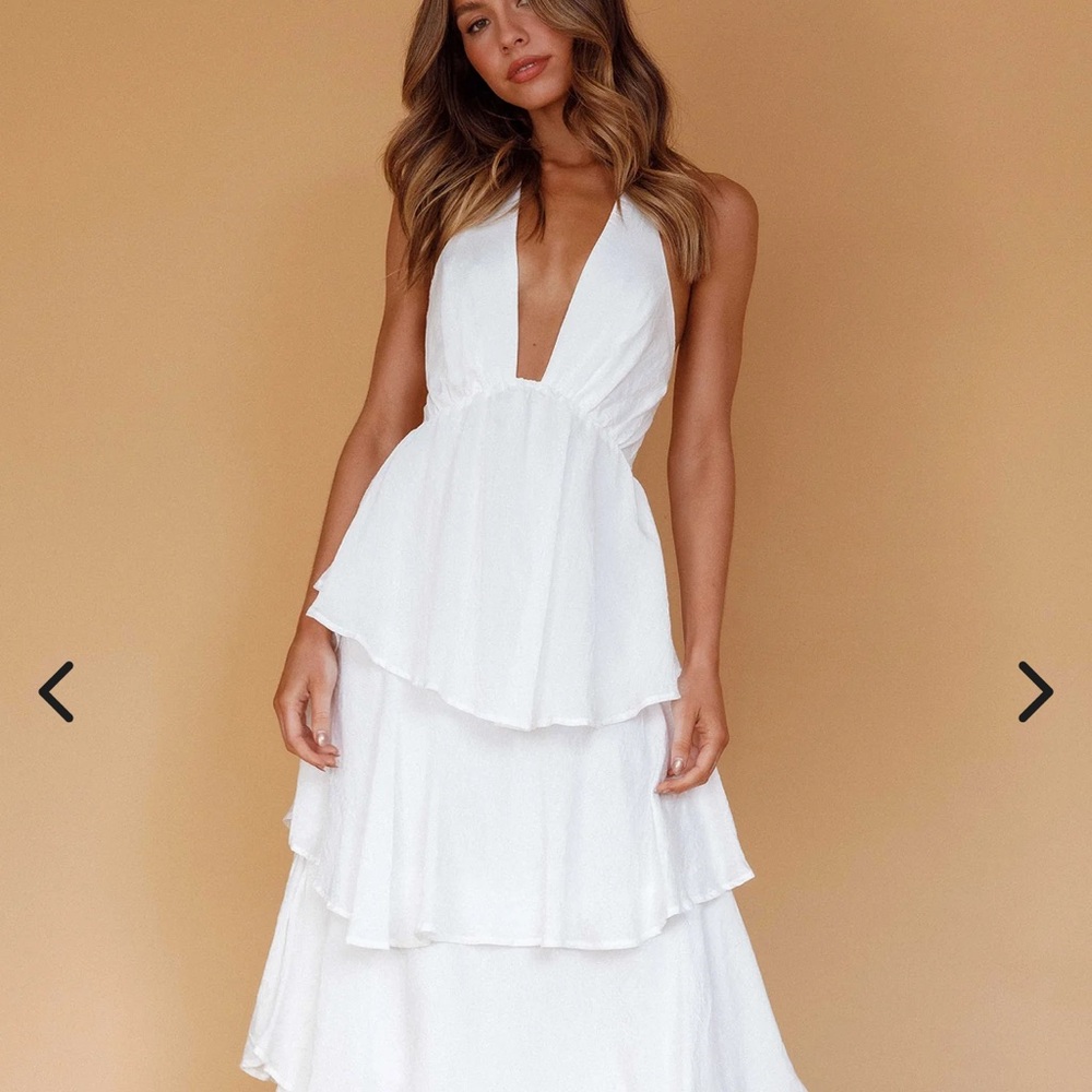 Selfie Leslie White Ruffle Backless Dress